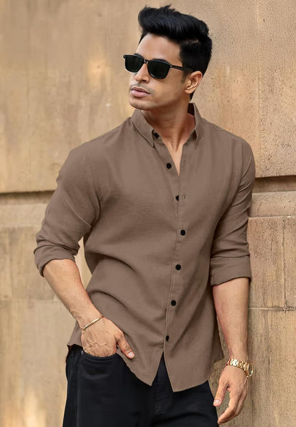 RAIZAX Men Linen Cotton Full Sleeve Shirt for Man