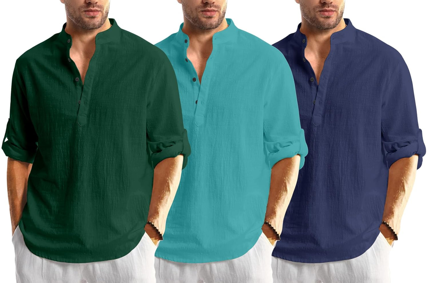Men Solid Cotton Blend Straight Kurta Shirt Pack of 2