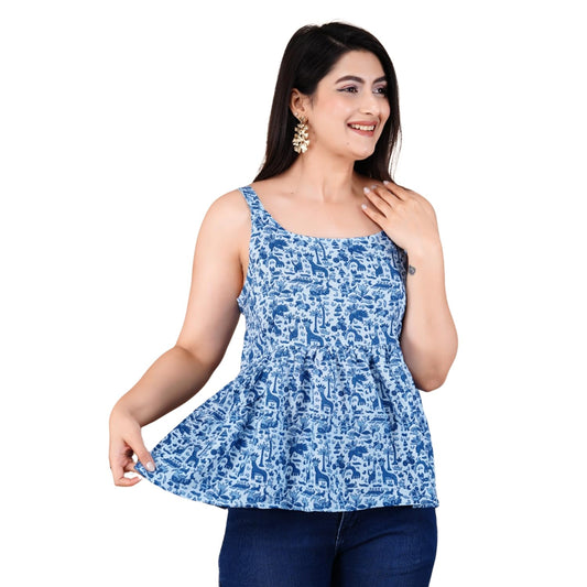 VanshRa Women's Rayon Fabric Casual Sleeveless