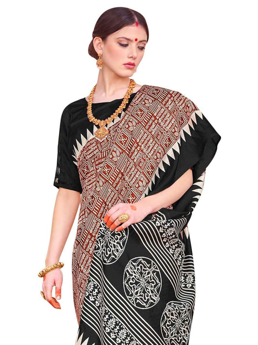 Women's Bhagalpuri Silk Ethnic Motif Printed Saree