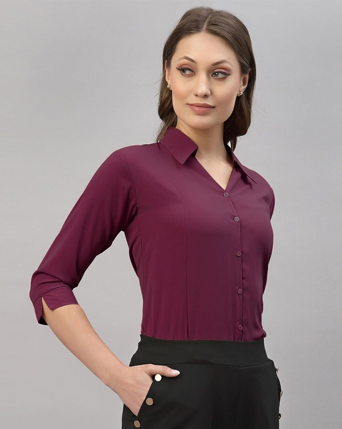 ETHIC GLANCE Women's Poly Viscose Button-Down