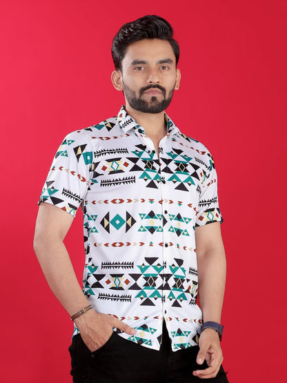 FABDECK Men's Short Sleeve Shirt, Aztec Geometric
