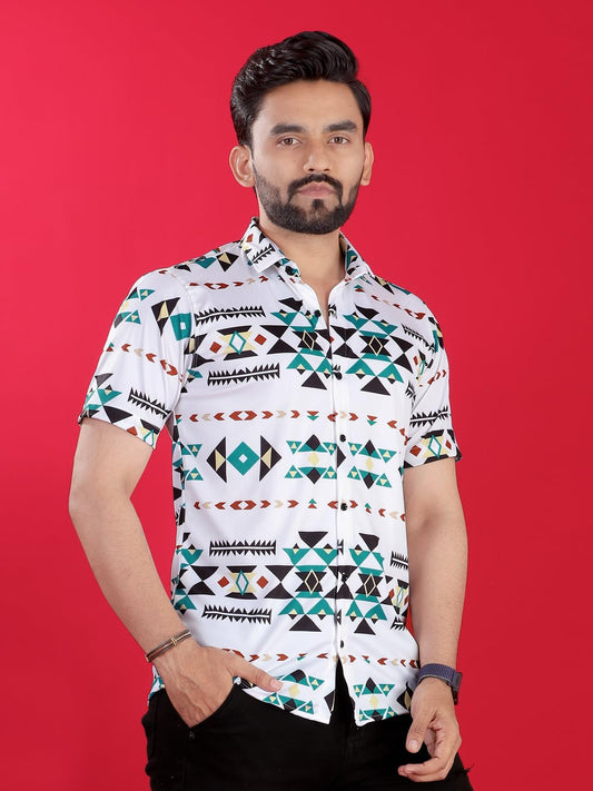 FABDECK Men's Short Sleeve Shirt, Aztec Geometric