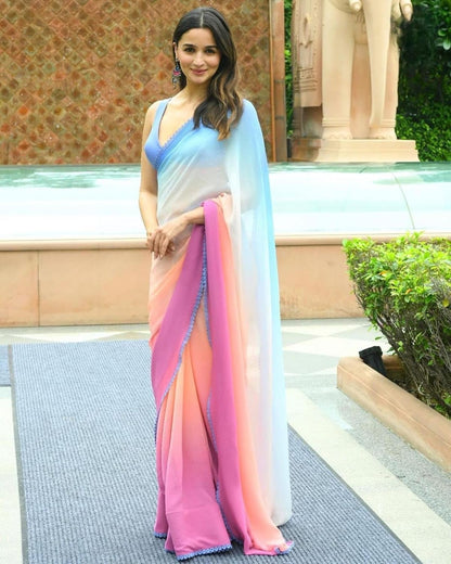 Women’s Printed Saree With Blouse Piece