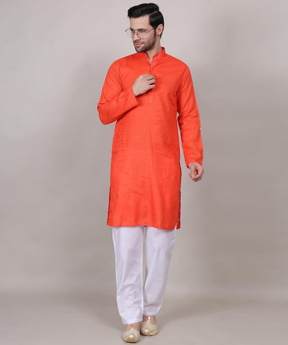Men's Cotton Kurta, Mandarin Collar, Long Sleeve