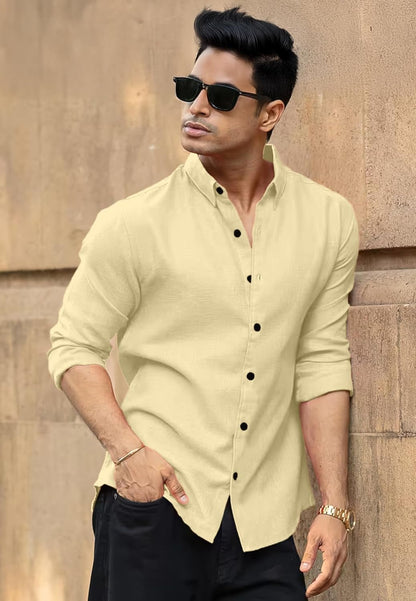 RAIZAX Men Linen Cotton Full Sleeve Shirt for Man