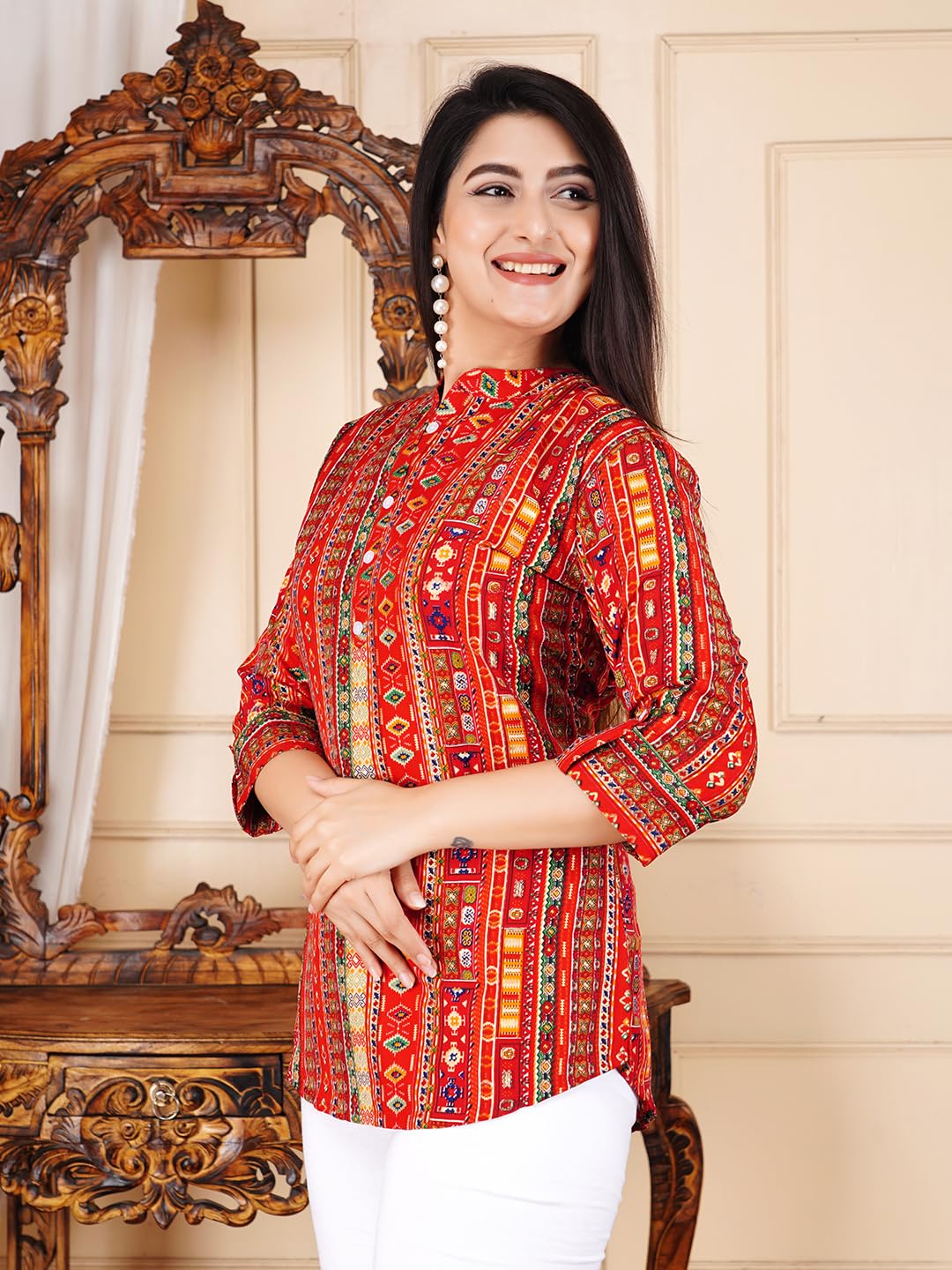 FebQ Women's Polycotton Fabric 3/4 Sleeves