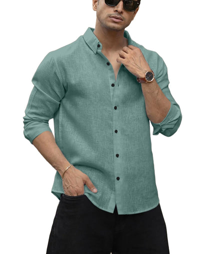 Men's Solid Linen Cotton Shirt | Casual | Plain