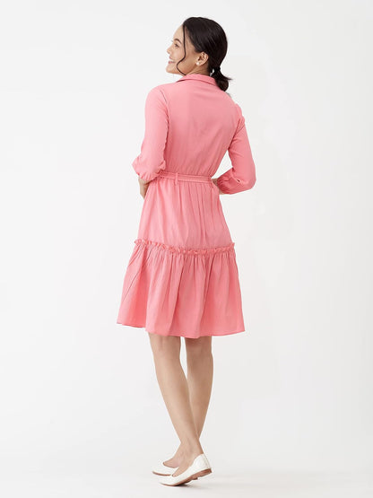 AASK Women Peplum Gathared Stylish Dress with Belt