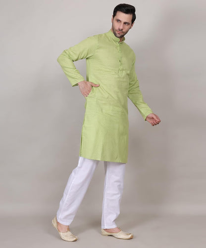 Men's Cotton Kurta, Mandarin Collar, Long Sleeve