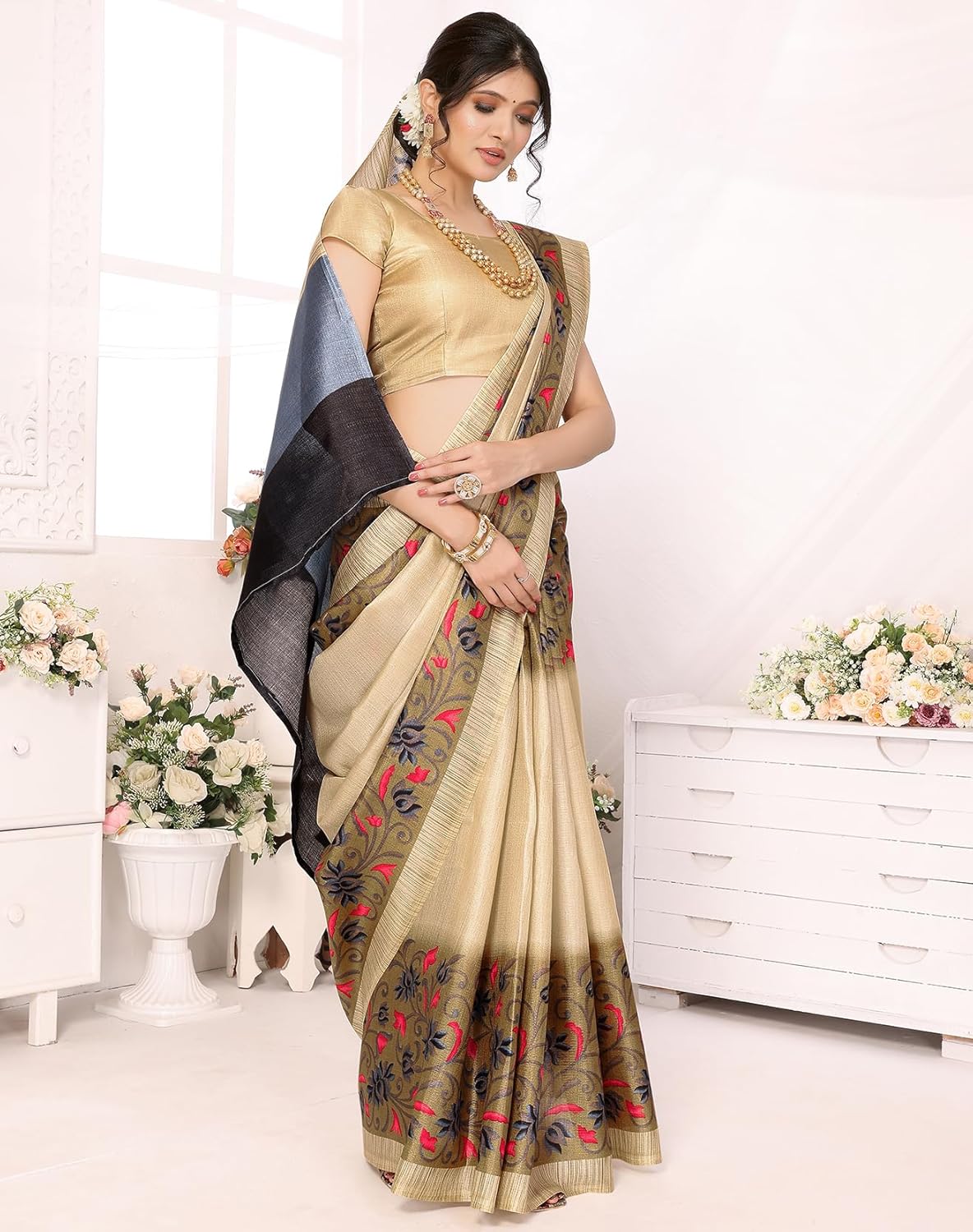 Yashika Women's  Printed Art Silk Saree with Blouse