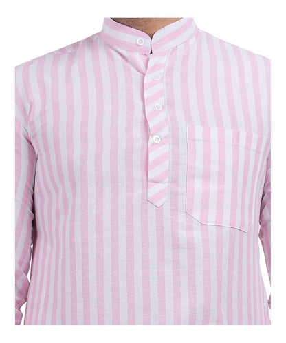A F COLLECTION STORE Men's Khadi Cotton Striped Casual Long Kurta | Long Sleeves for Men | Regular Fit Cotton Stripedd Long Kurta