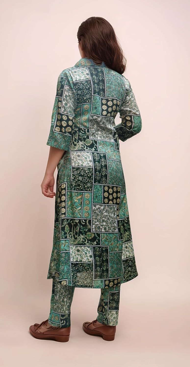 Women's Cotton Blend Floral Printed A-line Kurta