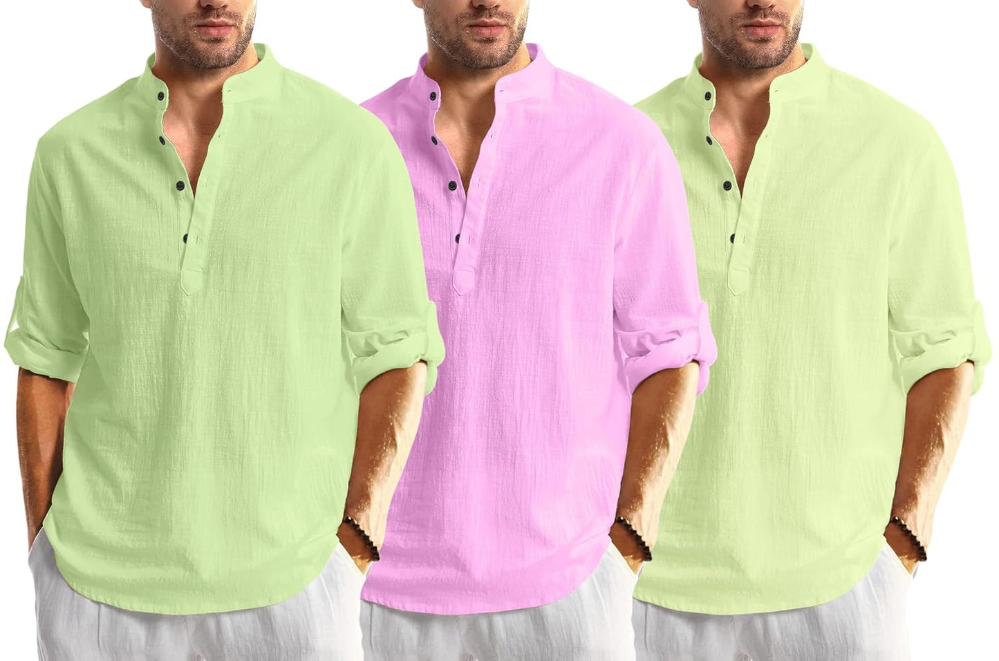 Men Solid Cotton Blend Straight Kurta Shirt Pack of 2