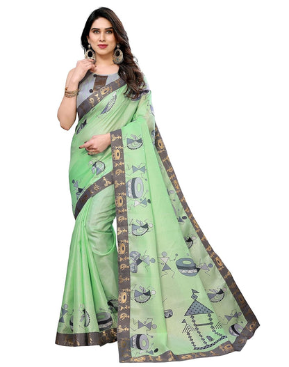 Yashika Women's Printed Kalamkari Art Silk Saree
