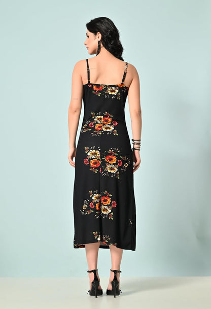 SAKSHI TRADER Women's Elegant Black Bodycon Midi Dress
