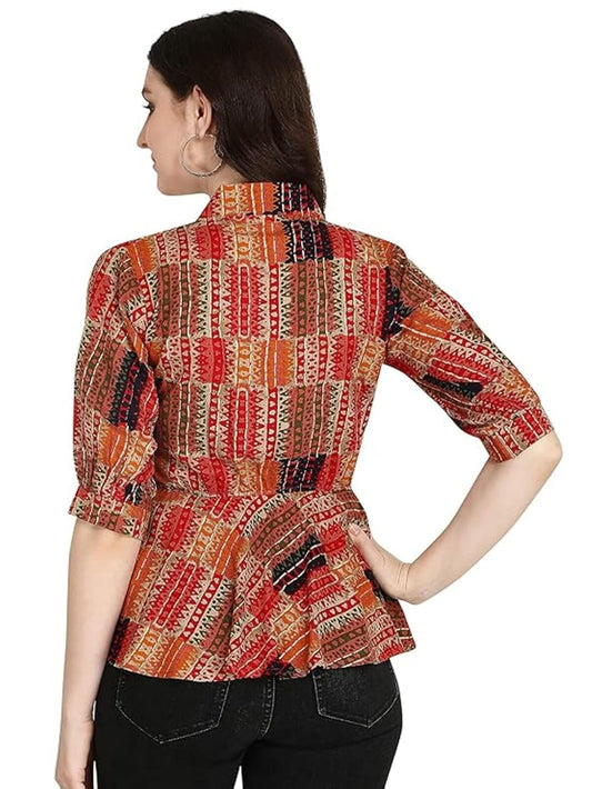 Leriya Fashion Women's Printed Regular Fit Top with Half Sleeves for Office Wear, Casual Wear, Under 399 Top for Women/Girls Top
