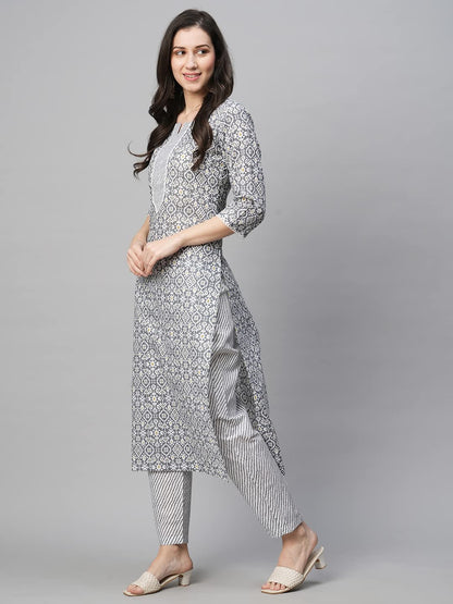 ANNI DESIGNER Women's Cotton Blend Kurta With Pant