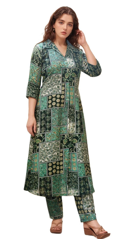 Women's Cotton Blend Floral Printed A-line Kurta