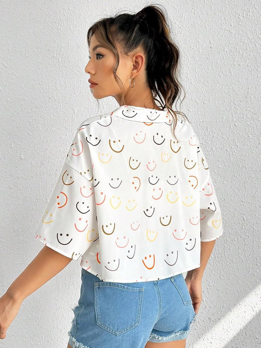 Leriya Fashion Oversized Shirt for Women – Korean Casual Short Sleeve Loose Fit Top | Plus Size Summer Wear for Girls & Women