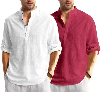 Men Solid Cotton Blend Straight Kurta Shirt Pack of 2