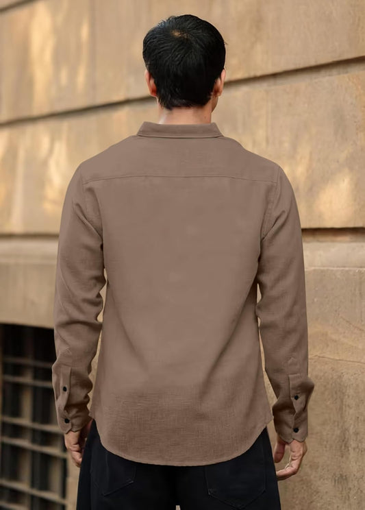 RAIZAX Men Linen Cotton Full Sleeve Shirt for Man