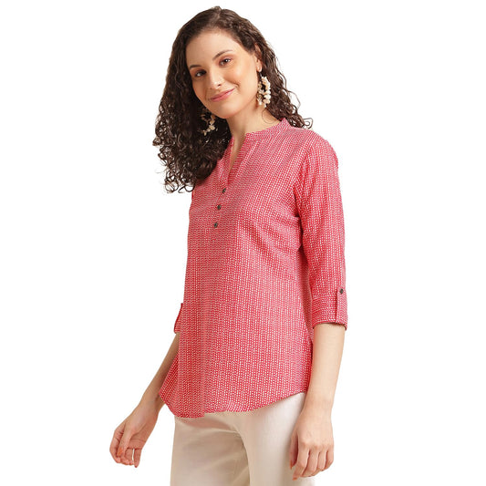 NAINVISH Tops for Women Printed Regular Fit Shirt Top for Women|Tops for Women Stylish Latest|Office Wear Tops for Women|Cotton Blend Tops for Women