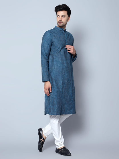 CHIKAN Men's Cotton Regular Textured Long Kurta