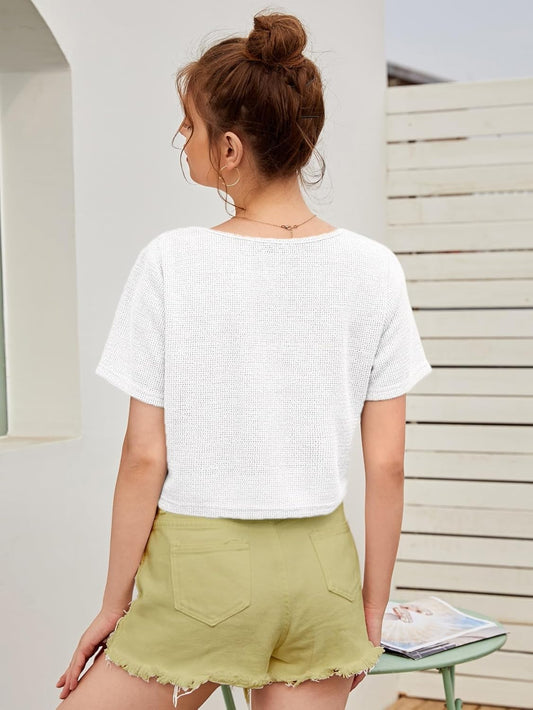 Zilcon Womens Fashion Crop Tops Summer Winter Baisc Tees V Neck Tshirts Casual Short Sleeve Cropped Top Crop Tops for Women | Women Fashion