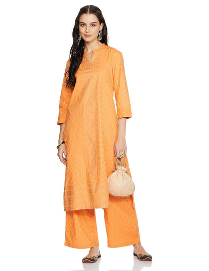 Myx Women's Solid Straight Printed Kurta and Pant