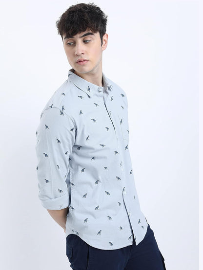 KETCH Men's Cotton Slim Fit Printed Full Sleeve Shirt