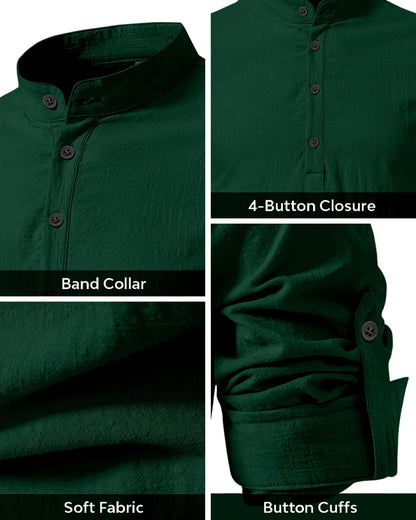 Men Solid Cotton Blend Straight Kurta Shirt Pack of 2