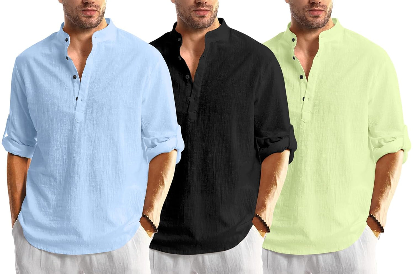 Men Solid Cotton Blend Straight Kurta Shirt Pack of 2
