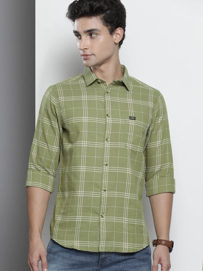 The Indian Garage Co Men's Cotton Slim Fit Checkered