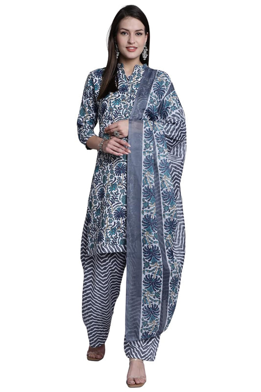 Rajnandini Women Grey & Green Cotton Printed