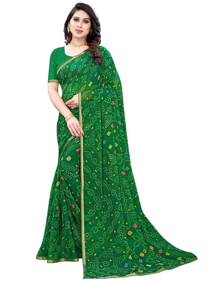 SIRIL Women's Chiffon Printed Saree with Blouse Piece