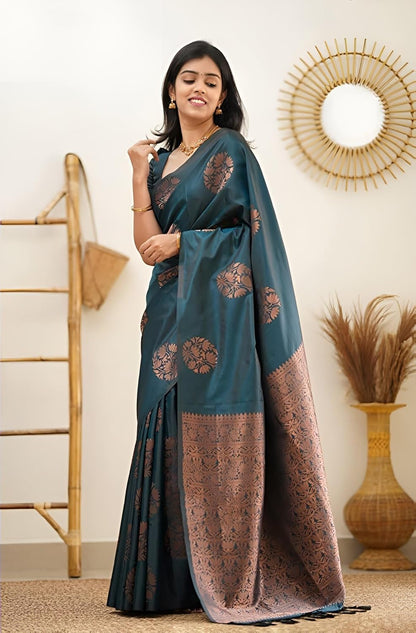 Banarasi SilkSaree With Litchi Silk Unstitched Blouse