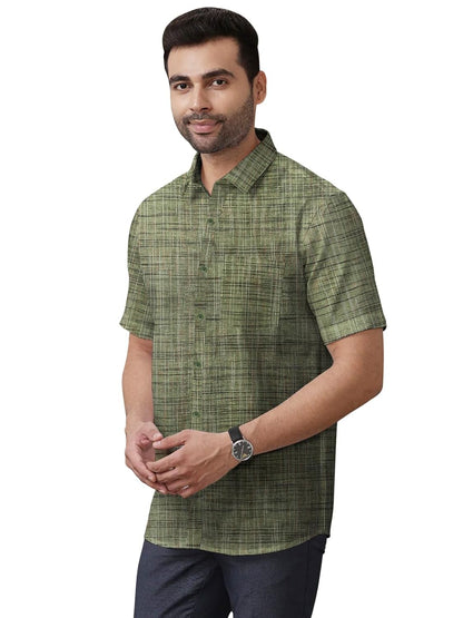 Men's Cotton Khadi Shirt, Half Sleeve, Front Pocket