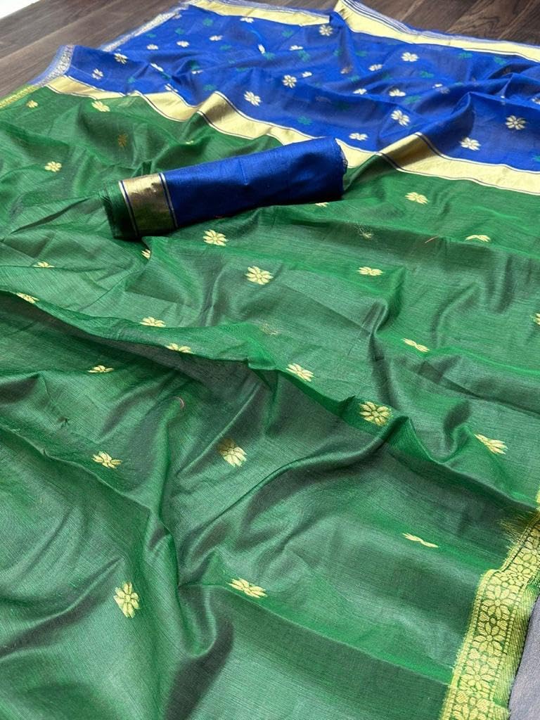 Women’s Printed Banarasi Cotton Silk Saree