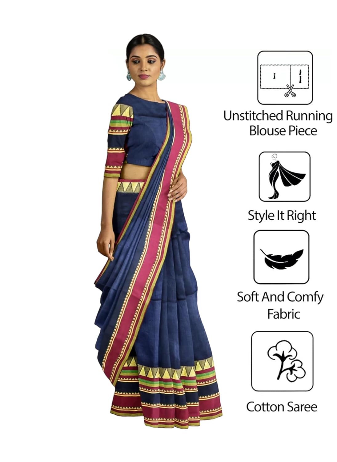 Handloom Saree With Unstitched Running Blouse Piece
