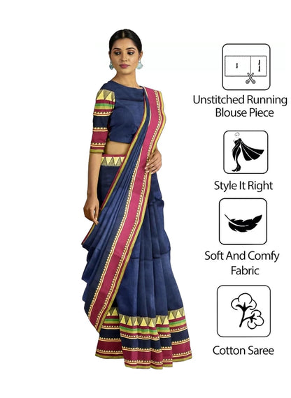 Handloom Saree With Unstitched Running Blouse Piece