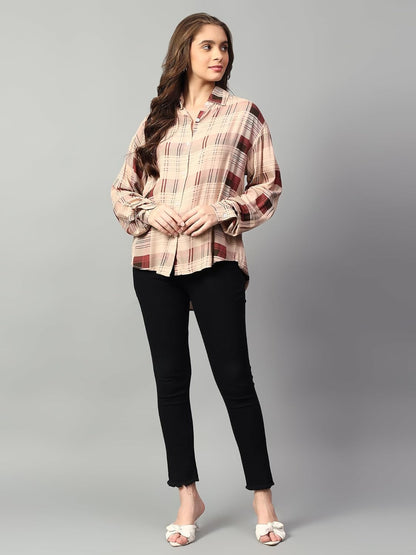 KOTTY Checkered Oversized Fit Womens Shirt