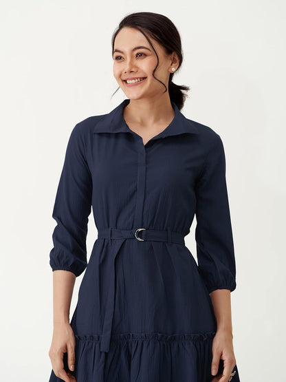 AASK Women Peplum Gathared Stylish Dress with Belt