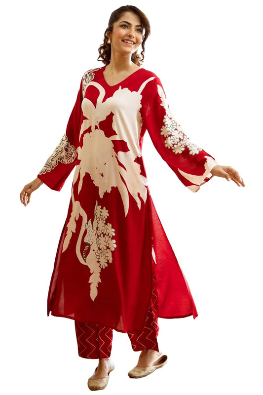 Rayon Viscose Straight Printed Kurta with Palazzo
