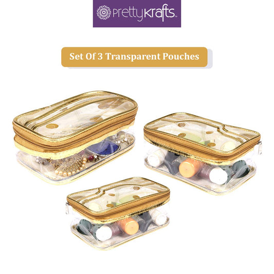 PrettyKrafts Set of 3 Multipurpose Transparent Pouch
