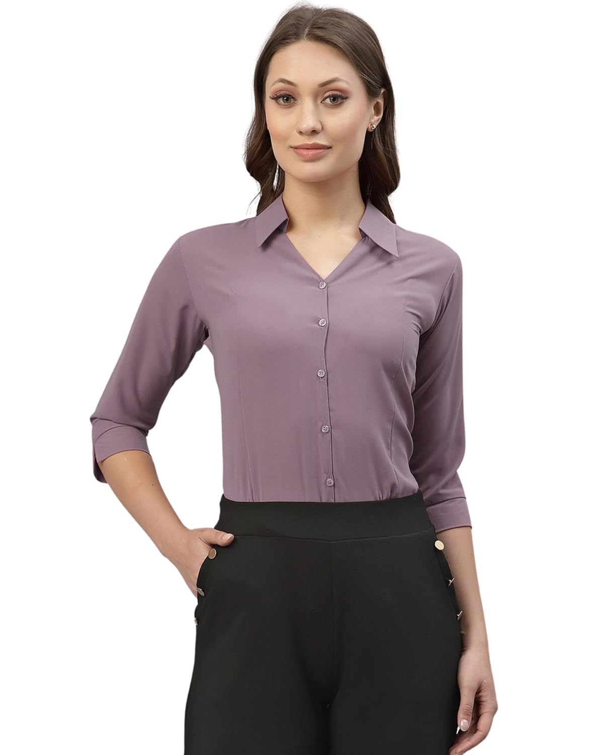 ETHIC GLANCE Women's Poly Viscose Button-Down