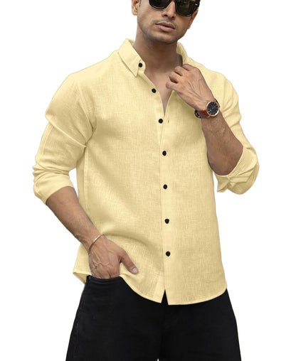 Men's Solid Linen Cotton Shirt | Casual | Plain