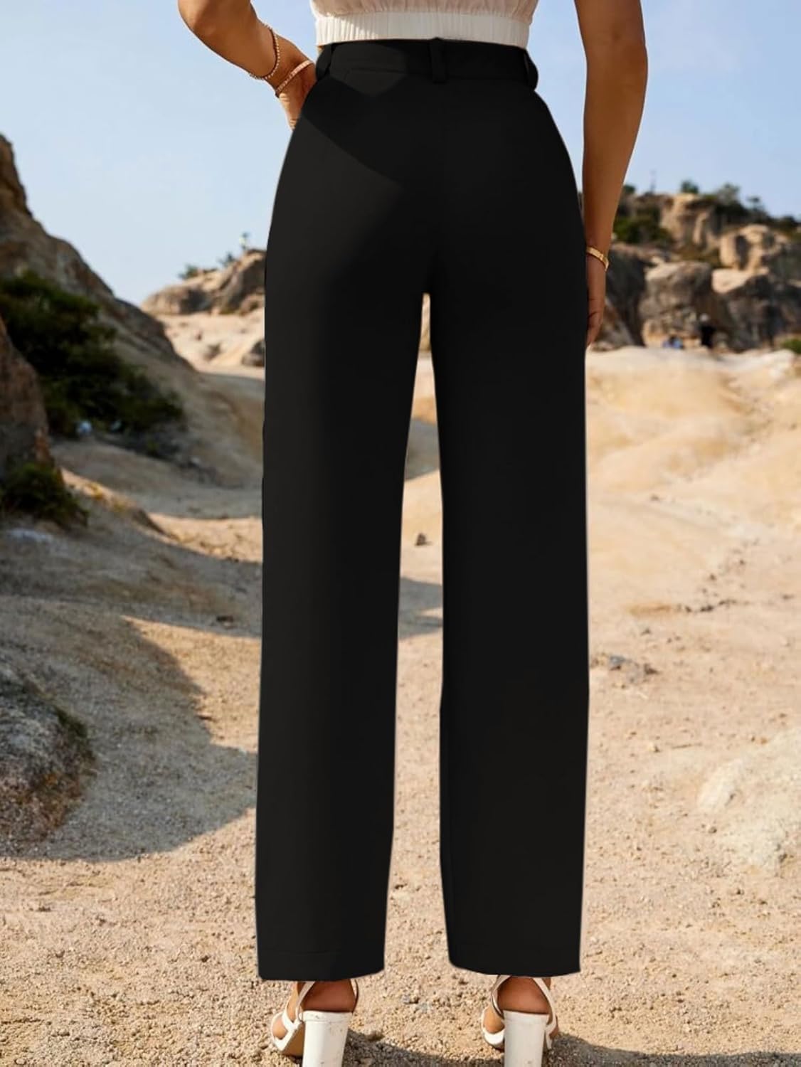 Linoges Women's High Waist Bell Bottom Trouser