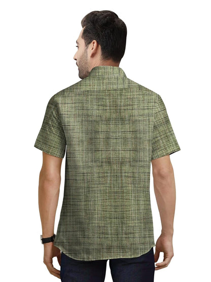 Men's Cotton Khadi Shirt, Half Sleeve, Front Pocket