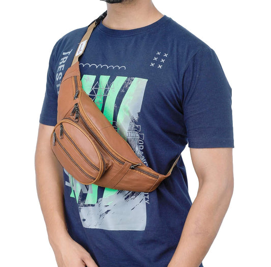 London Real Leather Brown Waist Bag Fanny Bag